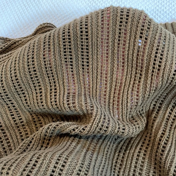 27 Miles Olive open knit sweater. Size M. Silk ribbon tie bottom. - Picture 10 of 10